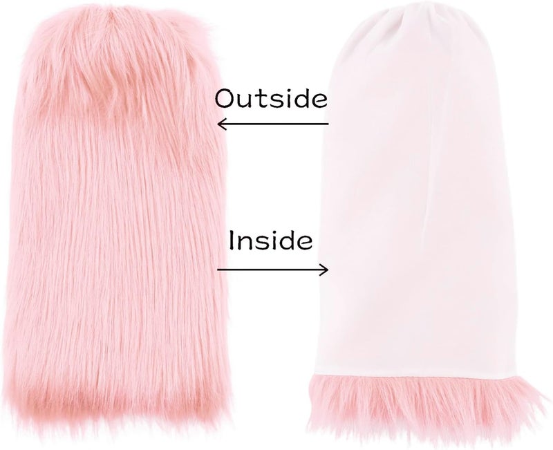 Peecabe Winter Women Faux Fur Fluffy Leg Warmers Fuzzy Long Boot Covers Furry For Christmas - Image 5